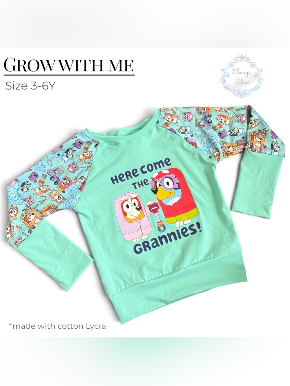 Bluey grow with me crewneck handmade